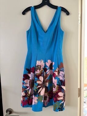 Tracy Reese Turquoise Floral Midi Dress
